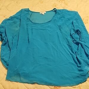 New York & Company Teal Chiffon Blouse